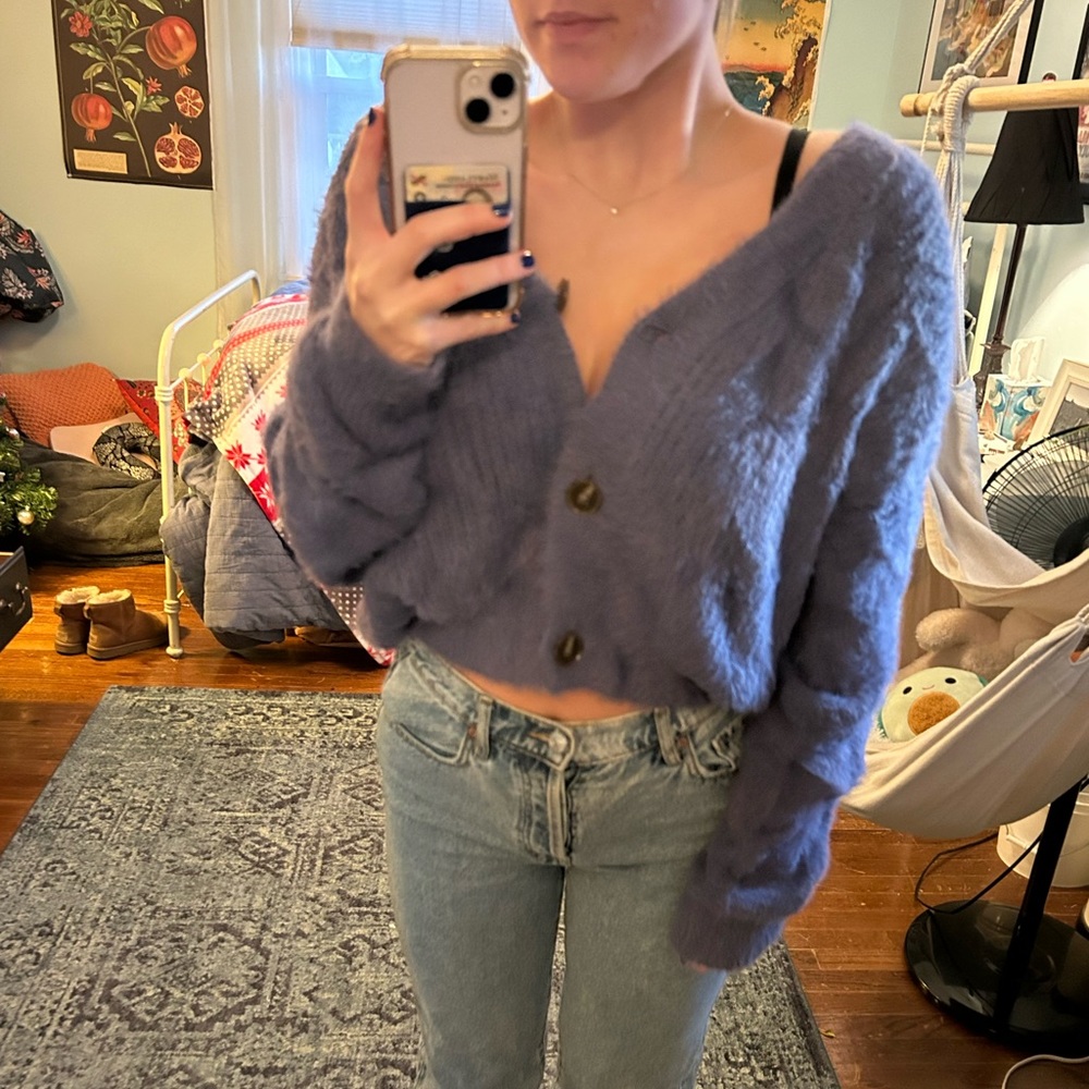 Fluffy periwinkle sweater